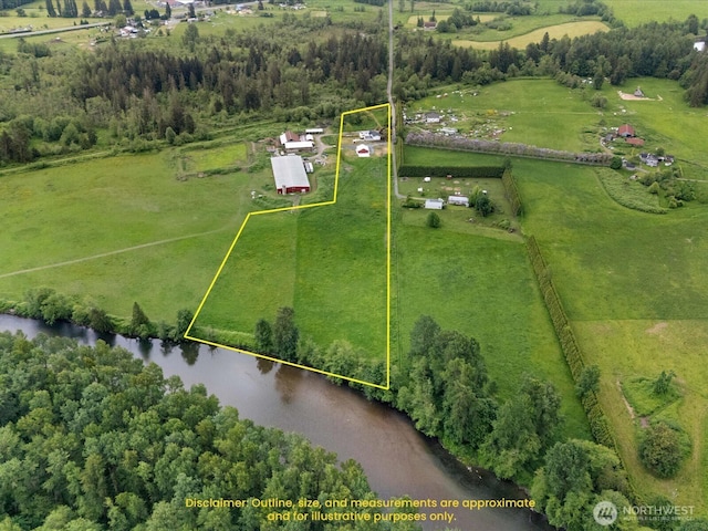 28611 139th Ave NE, Arlington, WA 98223 - aerial view of sparsely populated area featuring a large body of water and property parcel outlined