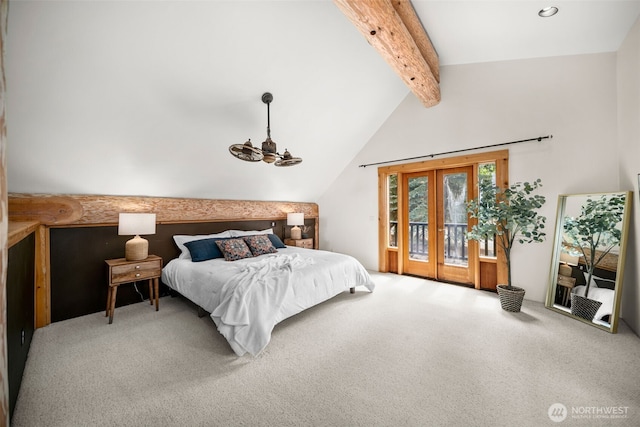 carpeted bedroom with access to exterior