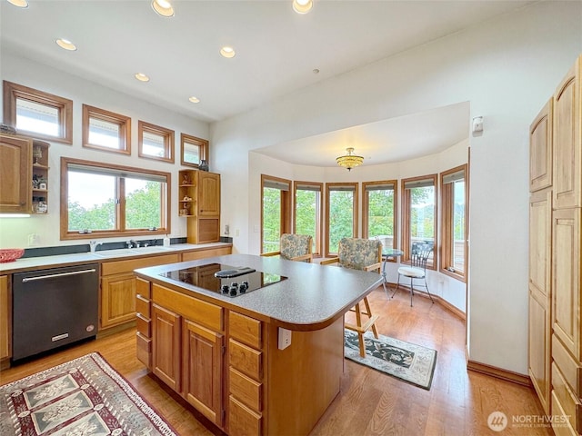 706 W 4th St, Port Angeles, WA 98363 - kitchen featuring dishwashing machine, open shelves, black electric stovetop, plenty of natural light, and recessed lighting