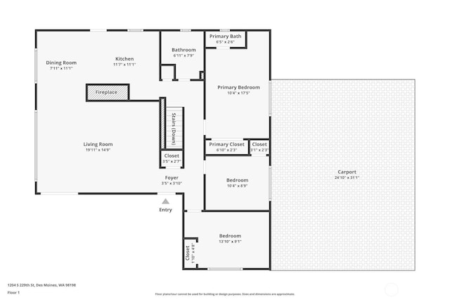 1204 S 229th St, Des Moines, WA 98198 - home floor plan
