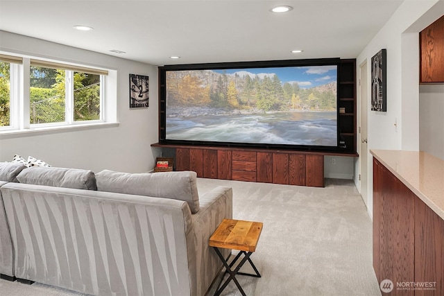 12515 2nd Ave NW, Seattle, WA 98177 - home theater room with light colored carpet and recessed lighting