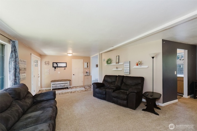 3160 SE Pierson St, Port Orchard, WA 98366 - living room featuring light carpet, french doors, and baseboards