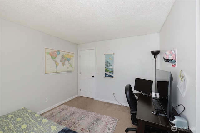 3160 SE Pierson St, Port Orchard, WA 98366 - office area featuring carpet floors, baseboards, and a textured ceiling
