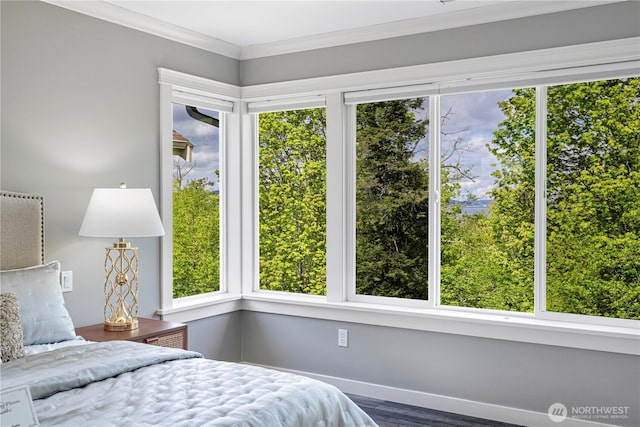 6611 Waterton Cir, Mukilteo, WA 98275 - bedroom featuring wood finished floors, baseboards, and crown molding