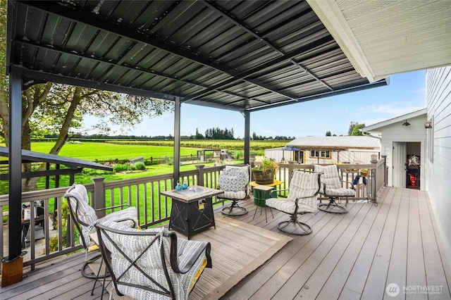 6515 Lawrence Rd, Everson, WA 98247 - wooden deck featuring a view of rural / pastoral area and a lawn