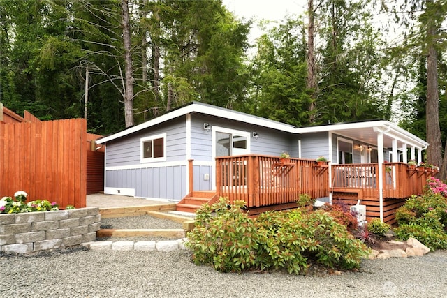 340 N Terrace Rd, Hoodsport, WA 98548 - view of front of house with fence and a deck