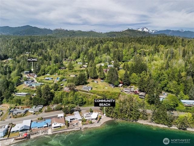 340 N Terrace Rd, Hoodsport, WA 98548 - aerial view of property and surrounding area featuring a forest and a mountainous background