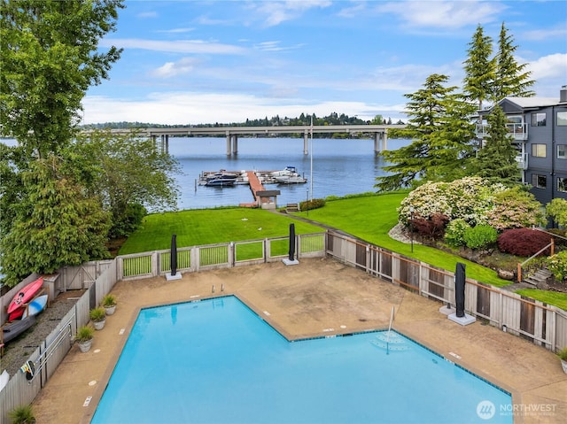 2501 Canterbury Ln E Unit 318, Seattle, WA 98112 - view of swimming pool with a water view and a boat dock