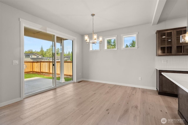2880 75th Ave SW Lot 62, Tumwater, WA 98512 - unfurnished dining area with a chandelier and light wood finished floors