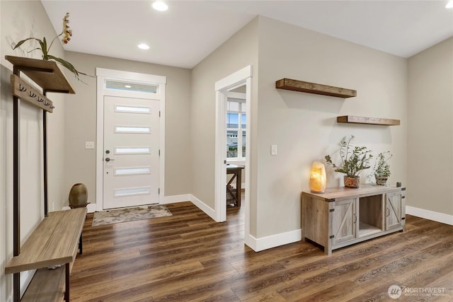 6068 Monument Dr, Ferndale, WA 98248 - entrance foyer featuring dark wood-style floors, recessed lighting, and baseboards