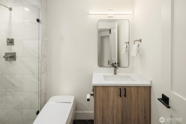 9234 NE 25th St, Clyde Hill, WA 98004 - full bath featuring a shower stall, vanity, and toilet
