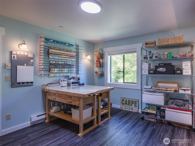 office featuring wood finished floors and baseboards