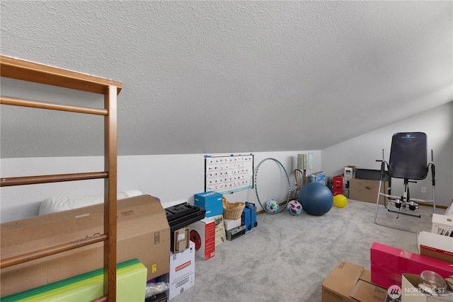 701 5th Ave S Unit C105, Kent, WA 98032 - game room featuring a textured ceiling, carpet, and vaulted ceiling
