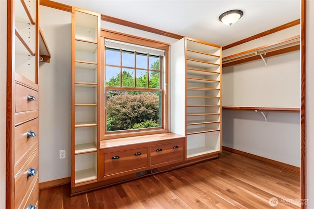 spacious closet with wood finished floors