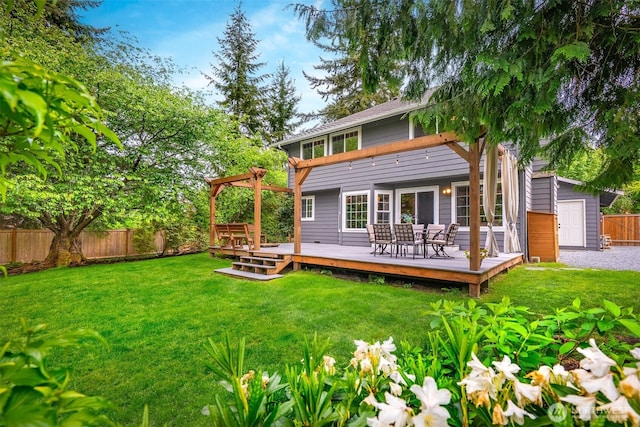 6423 138th Pl SE, Snohomish, WA 98296 - back of house featuring a wooden deck and a pergola