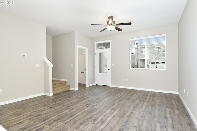 15326 NE 70th St, Vancouver, WA 98682 - spare room featuring ceiling fan, wood finished floors, stairway, and baseboards