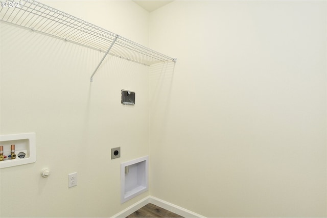 15326 NE 70th St, Vancouver, WA 98682 - washroom with hookup for an electric dryer, washer hookup, baseboards, and dark wood finished floors