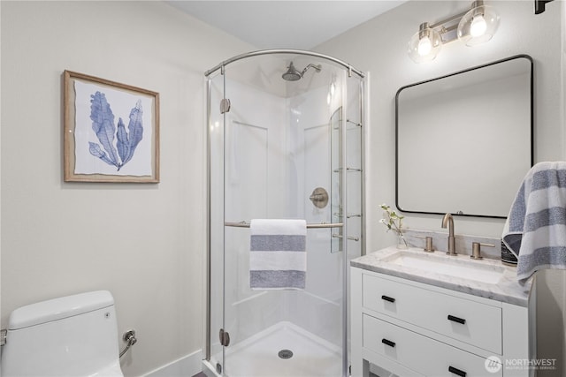17905 NE 19th Pl, Bellevue, WA 98008 - full bath featuring vanity, a shower stall, and toilet