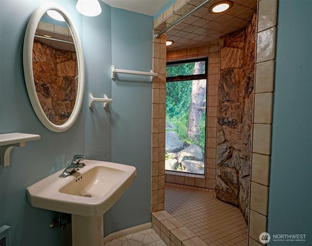 585 Raccoon Point Rd, Orcas Island, WA 98245 - full bathroom featuring a shower and tile patterned floors