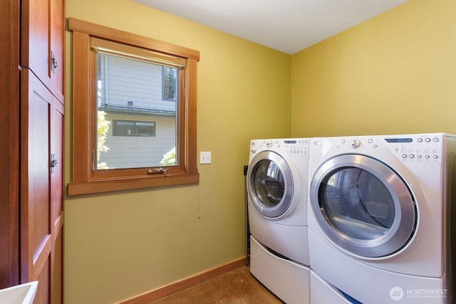 1433 Madison St, Port Townsend, WA 98368 - laundry area featuring washer and clothes dryer and baseboards