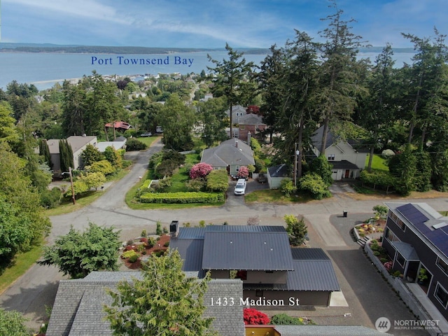 1433 Madison St, Port Townsend, WA 98368 - aerial view of residential area with a nearby body of water