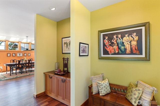 1433 Madison St, Port Townsend, WA 98368 - corridor with dark wood-style floors, baseboards, and recessed lighting