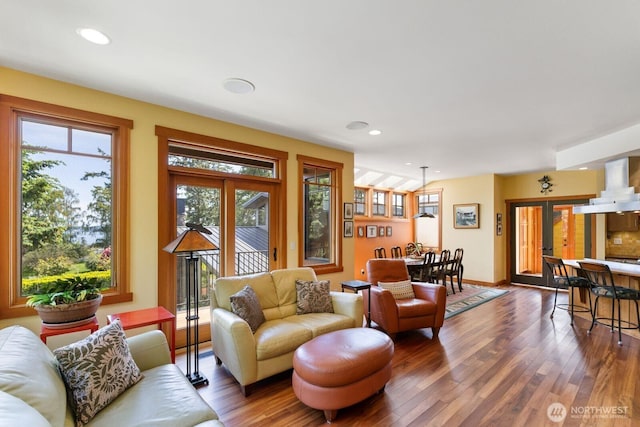 1433 Madison St, Port Townsend, WA 98368 - living area featuring wood finished floors, recessed lighting, and baseboards