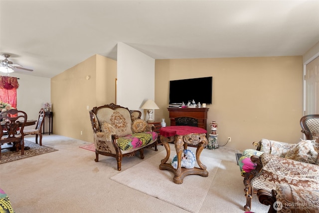 300 E Skookum Dr NE, Shelton, WA 98584 - sitting room with carpet flooring, ceiling fan, and a fireplace