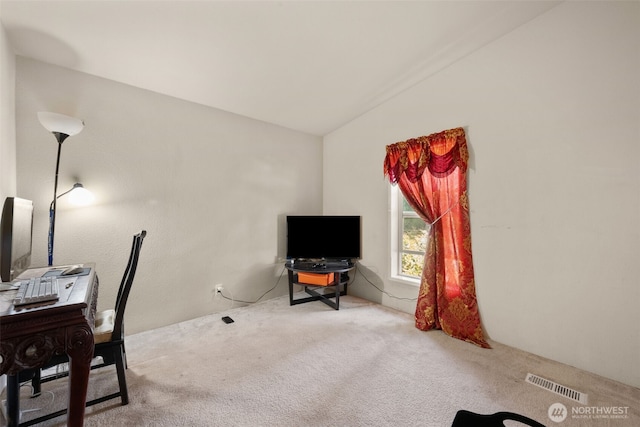 300 E Skookum Dr NE, Shelton, WA 98584 - office area featuring lofted ceiling and carpet flooring