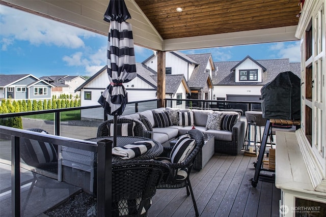 1774 Farmview Ter, Lynden, WA 98264 - wooden terrace featuring an outdoor living space and a residential view