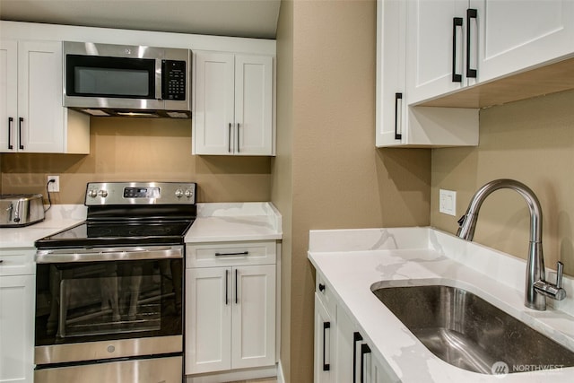 1774 Farmview Ter, Lynden, WA 98264 - kitchen with stainless steel appliances, a sink, white cabinetry, and light stone countertops