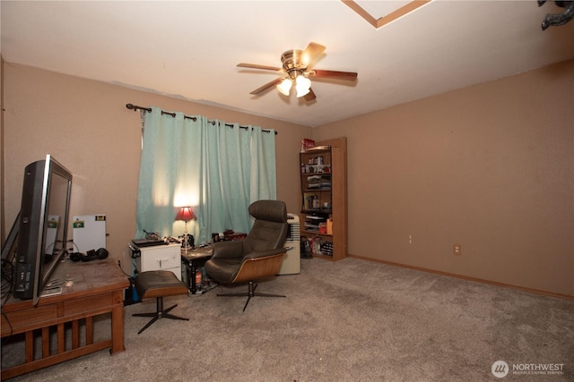 1431 Chatham Dr SE, Olympia, WA 98513 - living area with a ceiling fan and carpet