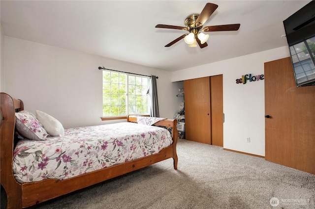 1431 Chatham Dr SE, Olympia, WA 98513 - carpeted bedroom featuring a closet, ceiling fan, and baseboards