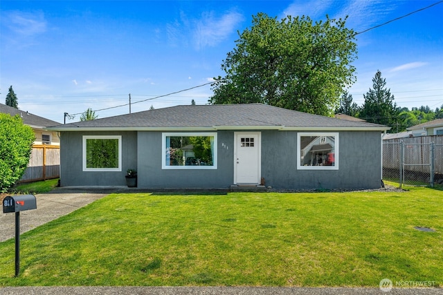 view of front of property with stucco siding, roof with shingles, and entry steps