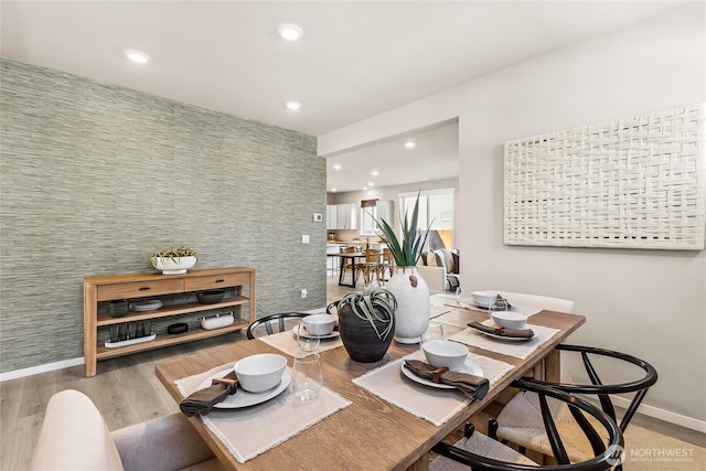 13213 164th Ave SE Unit 205, Renton, WA 98059 - dining area featuring baseboards, recessed lighting, and wood finished floors