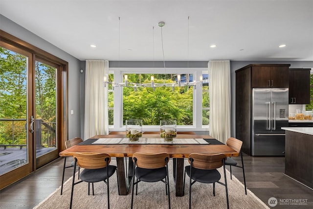 8326 84th Ave SE, Mercer Island, WA 98040 - dining space with dark wood finished floors and recessed lighting
