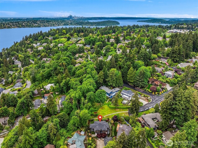 8326 84th Ave SE, Mercer Island, WA 98040 - aerial view of property and surrounding area featuring a large body of water and nearby suburban area
