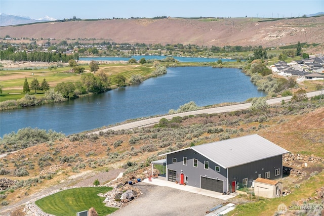 aerial view of a nearby body of water