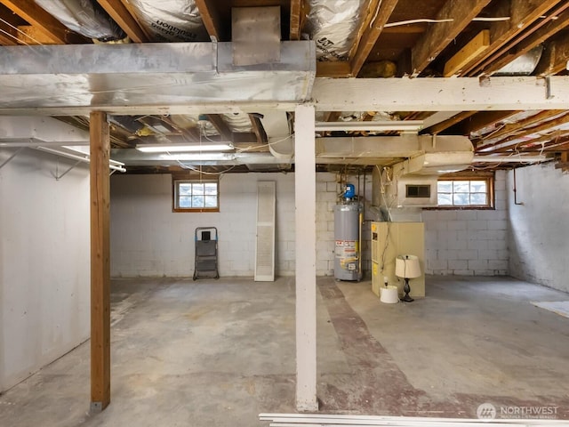basement with gas water heater