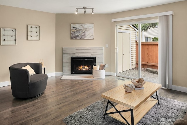 12024 101st Ave NE Unit E3, Kirkland, WA 98034 - living room featuring wood finished floors and a glass covered fireplace