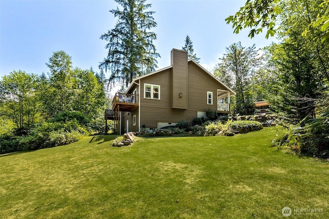 30830 NE 165th St, Duvall, WA 98019 - view of side of property with a yard, a chimney, and a deck