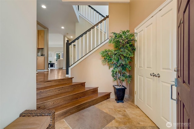 12045 Lakeside Pl NE, Seattle, WA 98125 - foyer entrance featuring stairway and recessed lighting
