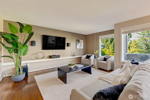 12045 Lakeside Pl NE, Seattle, WA 98125 - living room featuring wood finished floors and baseboards