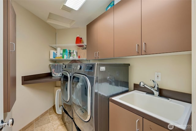 12045 Lakeside Pl NE, Seattle, WA 98125 - laundry room with washing machine and clothes dryer, cabinet space, and baseboards