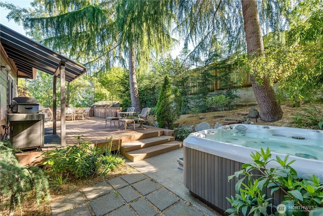 12045 Lakeside Pl NE, Seattle, WA 98125 - fenced backyard with a hot tub and a deck