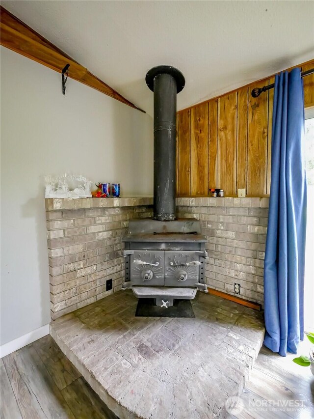 15712 123rd Ave SE, Yelm, WA 98597 - detailed view of a wood stove and wood finished floors