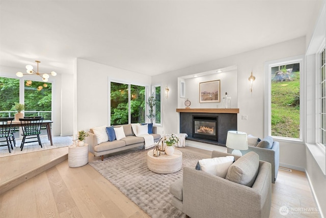 4964 Lewis Ave, Bellingham, WA 98229 - living area featuring plenty of natural light, wood finished floors, and a glass covered fireplace