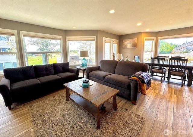 2615 Sea Crest Ave N, Long Beach, WA 98631 - living room featuring healthy amount of natural light, recessed lighting, and light wood-type flooring