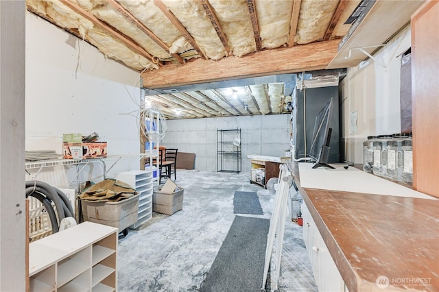 view of unfinished basement