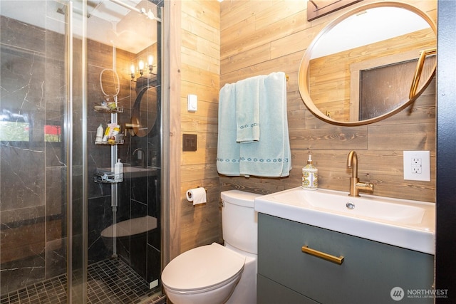 42520 State Route 2, Gold Bar, WA 98251 - full bath with wood walls, toilet, a stall shower, and vanity